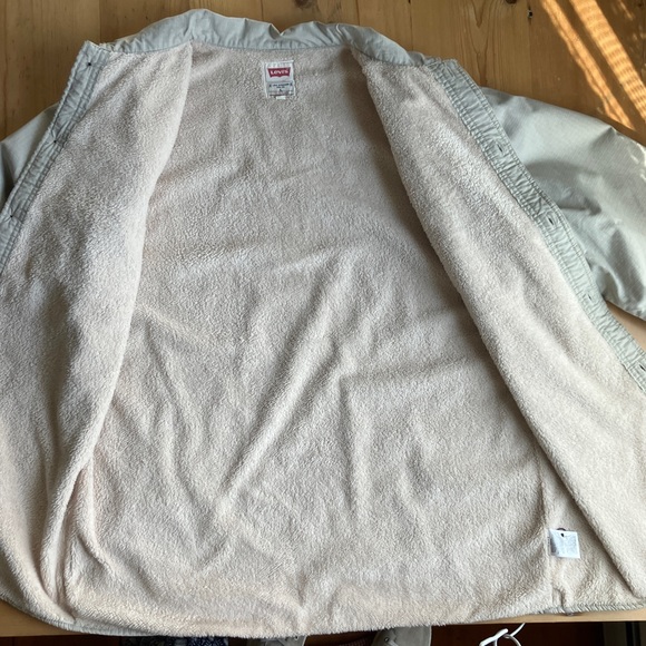 Levi’s L Regular Khaki Tan Rip Stop Fleece Lined Shirt Jacket Style 3LML - Picture 12 of 13